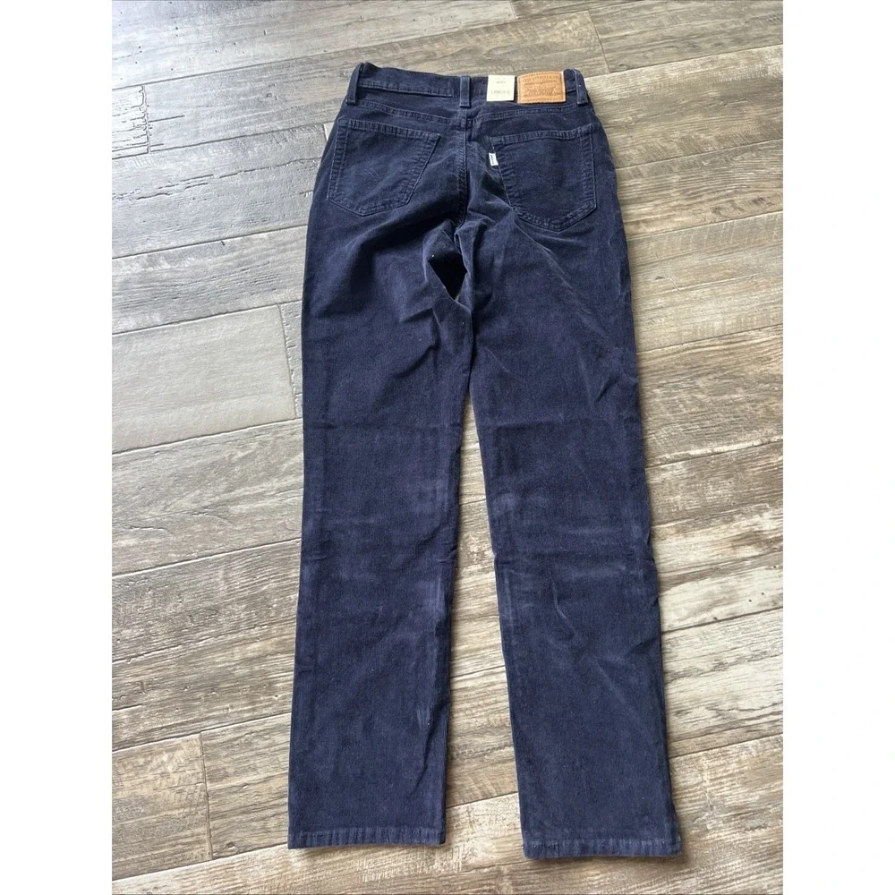 NEW Levi's Navy Straight Jeans Women Size 27x30 724 High Rise Corduroy‎ - Picture 9 of 10